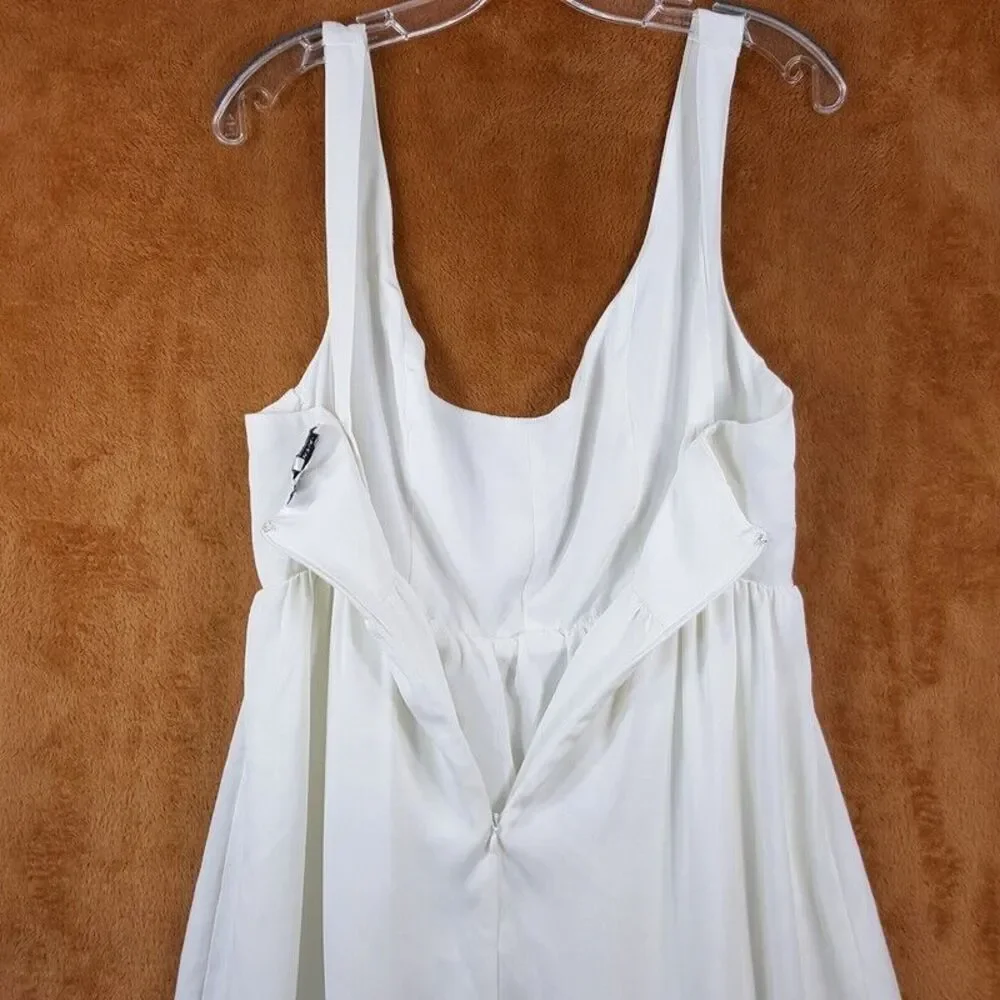 WEWOREWHAT Womens Dress Medium White Midi Charmeuse Corset Empire Minimalist - Picture 5 of 12